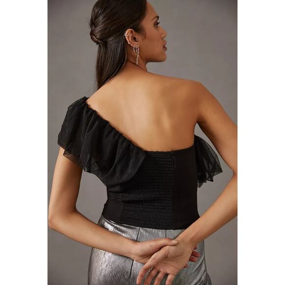 New Anthropologie Sunday in Brooklyn One-Shoulder Top $78 LARGE PETITE Black - Picture 6 of 10